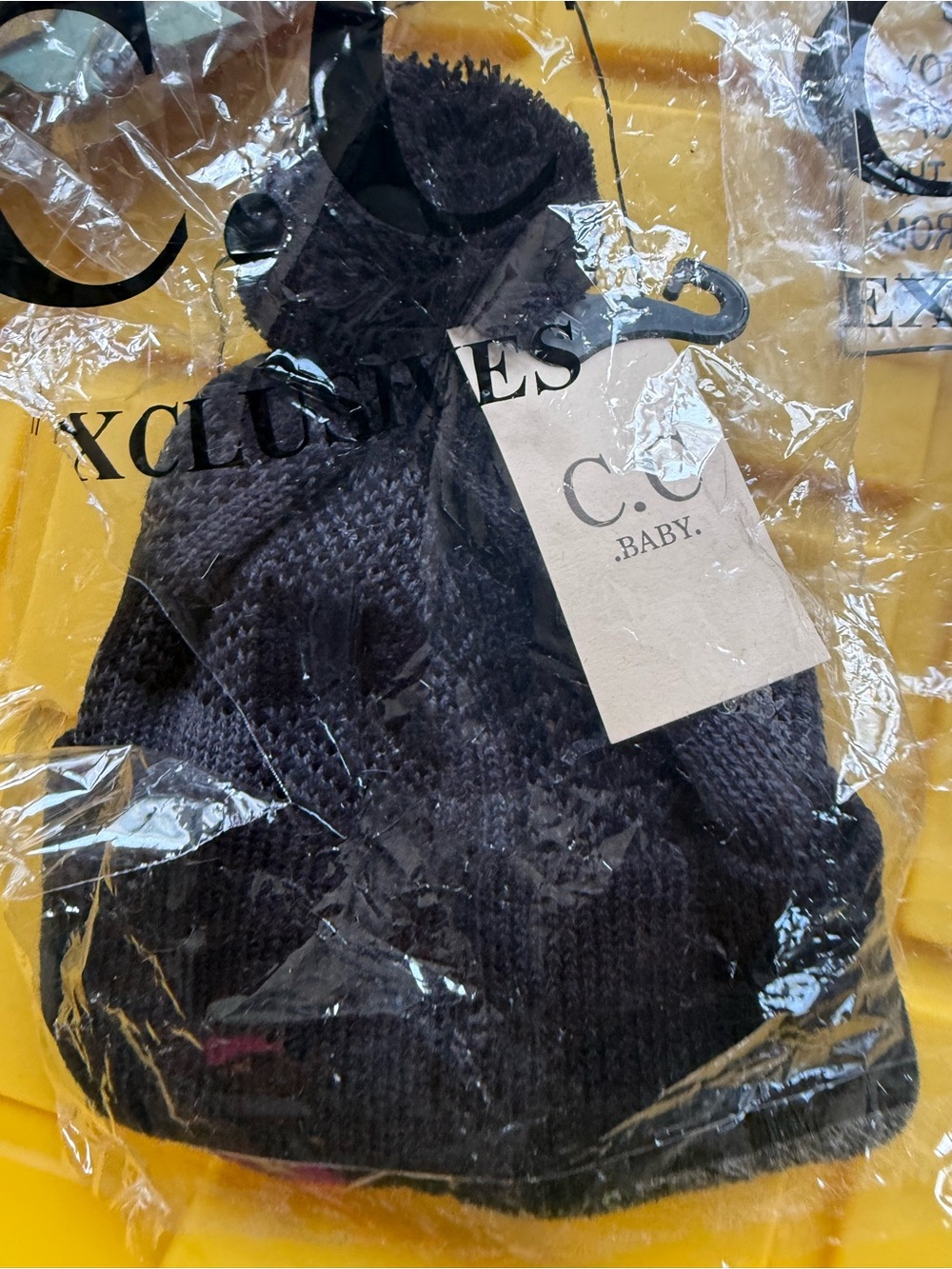 CC Boutique Kids Black Knit Pom Beanie